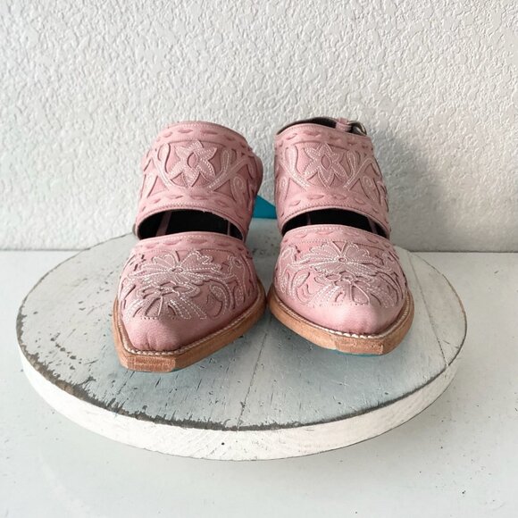 Lane Robin Mule Pink Cowboy Boots Womens 7.5 Cowgirl Western Leather Short Ankle - Picture 5 of 11